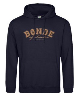 Hoodie unisex, Bonde, mörkblå, beige tryck