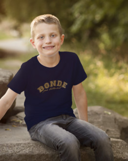 T-shirt, Bonde på tillväxt, mörkblå med beige tryck